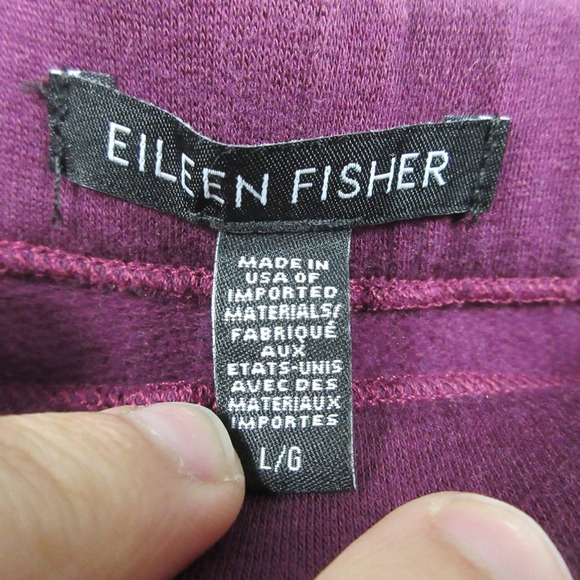 Eileen Fisher Tencel Blend Knit Pants Women L Purple Stretch Lounge Casual 362 - Picture 9 of 14